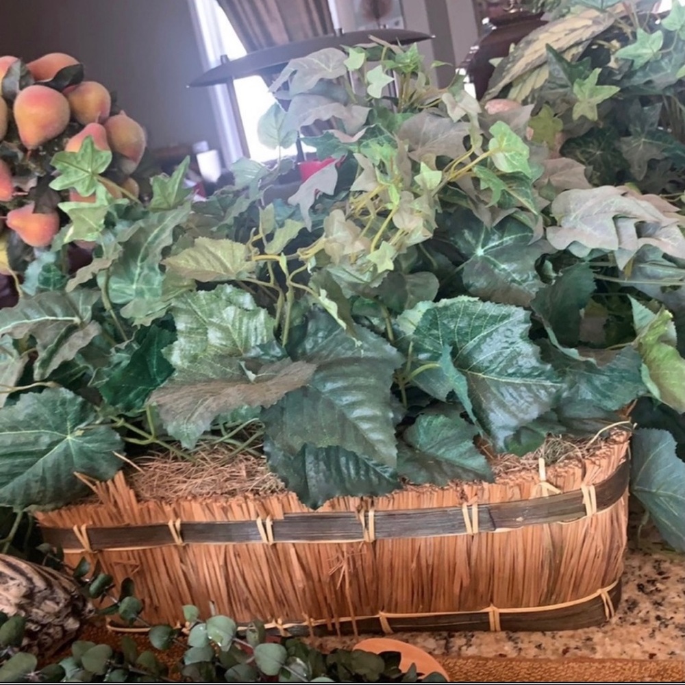 Beautiful Straw Basket with Dried Foliage